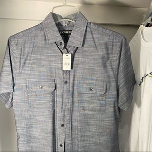 Heather grey short sleeve button up
